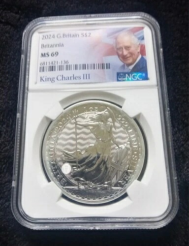 2024年 グレートブリテン ブリタニア銀貨 NGC MS69 ブルーケース入り