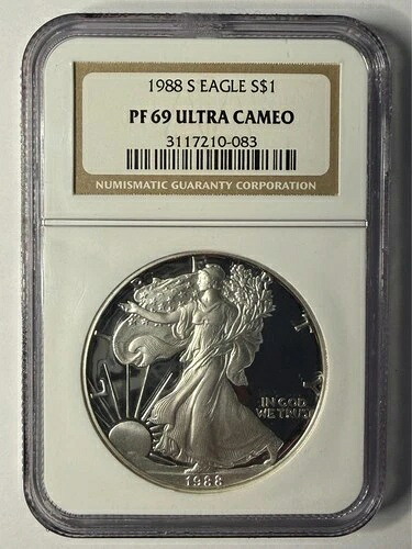 1988年 Sプルーフ シルバーイーグル NGC PF69 ウルトラカメオ（ブラウンラベル）