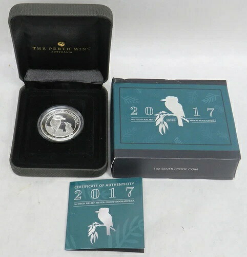 2017 P シルバー オーストラリア $1 クーカブラ 1オンス ハイレリーフ プルーフコイン ボックス COA OGP