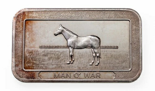1973年 MAN O' WAR パイオニアミント製 1オンス シルバーアートバー