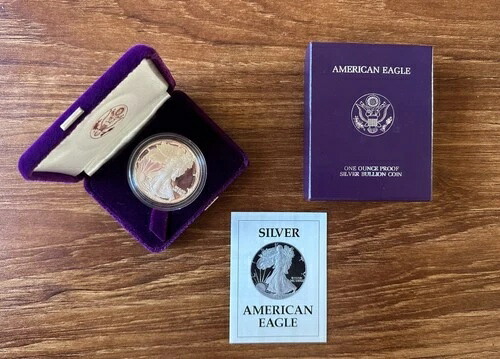 1987-S アメリカン シルバー イーグル プルーフ 1オンス シルバー - コイン、ボックス、COA