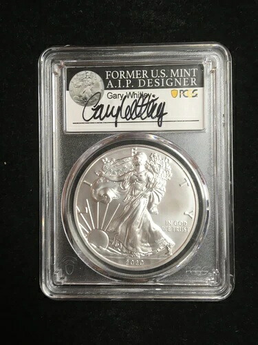 2020-(S) MS70 緊急発行 PCGS 発行初日 シルバーイーグル WHITLEYSIGNED