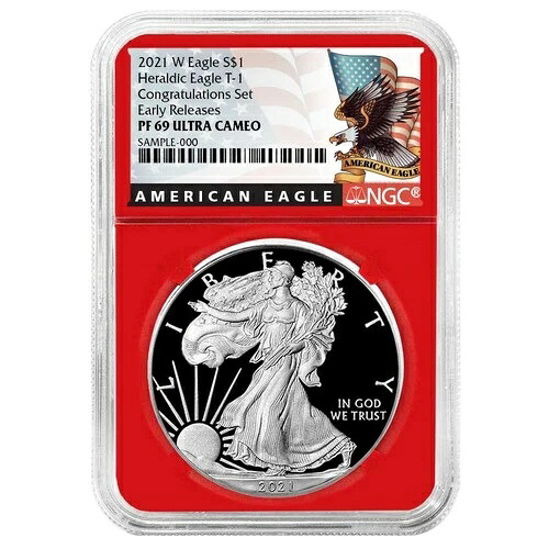 2021-W プルーフ $1 タイプ1 アメリカンシルバーイーグル コングラチュレーションセット NGC PF69UC ER