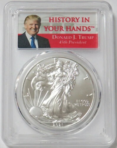 2021 T1 アメリカン シルバー イーグル $1 歴史はあなたの手の中に トランプ 1オンス コイン PCGS MS 69