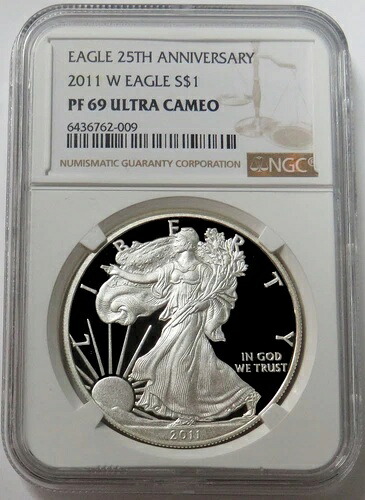 2011年 Wプルーフ $1 アメリカン シルバーイーグル記念 1オンス コイン NGC PF 69 UC