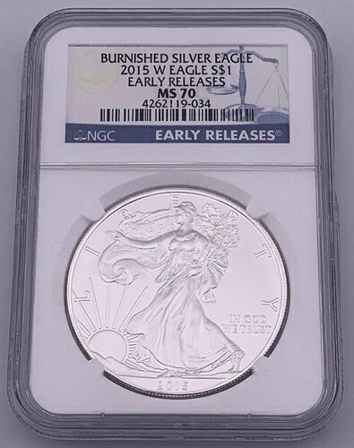 2015 W バーニッシュド シルバー イーグル NGC MS70 アーリーリリース ブルーラベル