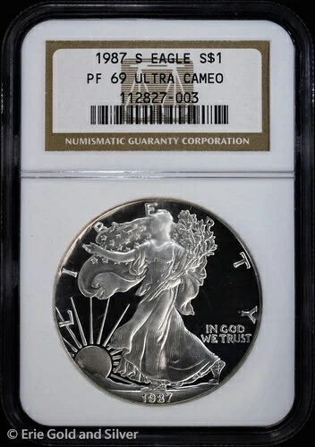 1987-S $1 プルーフ アメリカン シルバー イーグル NGC PF 69 ウルトラカメオ | PR