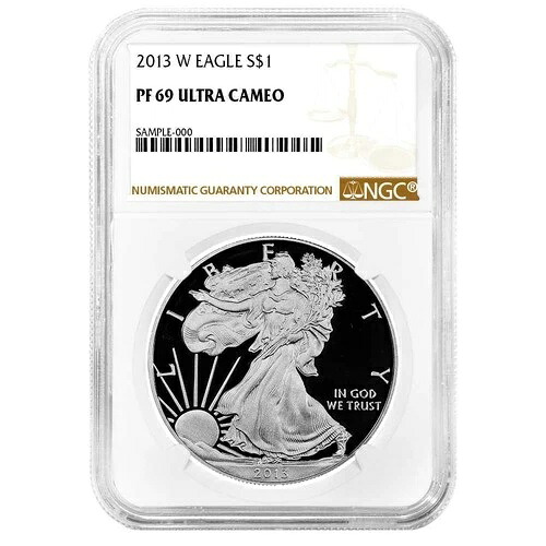 2013-W $1 1オンス プルーフ アメリカン シルバー イーグル NGC PF69UC ブラウンラベル