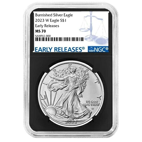 2023-W $1 1オンス バーニッシュド アメリカン シルバー イーグル NGC MS70 ER ブルーラベル レトロコア