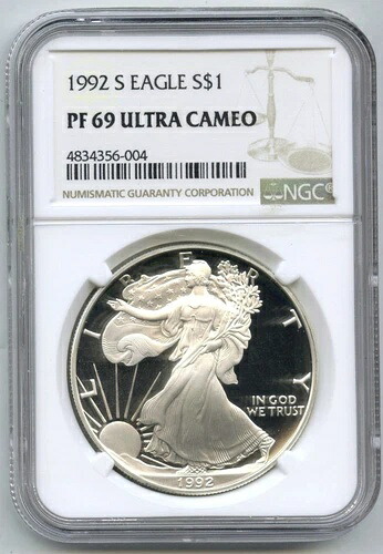 1992-S アメリカンイーグル 1オンス プルーフ銀貨 NGC PF69 ウルトラカメオ - H734