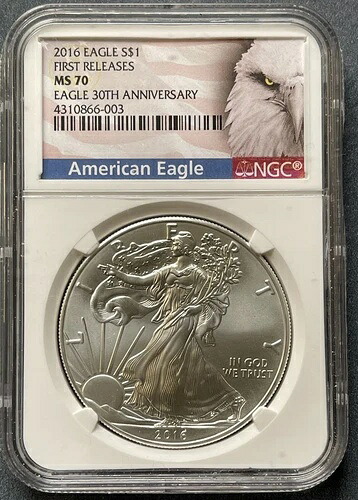 2016 イーグル 1オンス ファーストリリース Ms70 30周年記念 NGC OBO