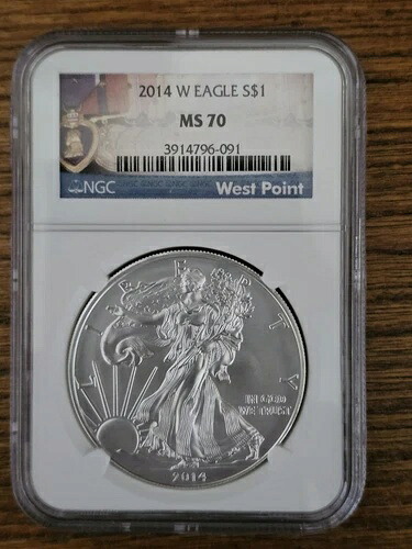 2014年 W バーニッシュド シルバー イーグル NGC MS70 パープルハート ラベル