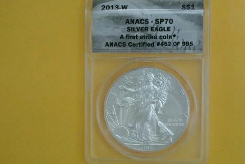2013-W（バーニッシュ仕上げ）シルバー アメリカンイーグル ANACS SP70 ファーストストライク