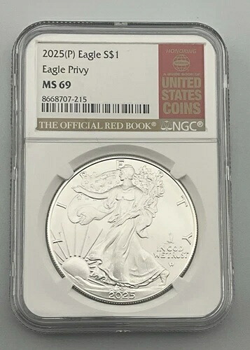 2025 (P) アメリカンシルバーイーグル NGC MS69 イーグル・プリヴィ、公式レッドブックラベル