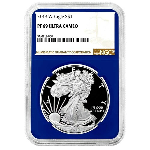 2019-W プルーフ 1ドル アメリカン シルバー イーグル NGC PF69UC ブラウンラベル ブルーコア