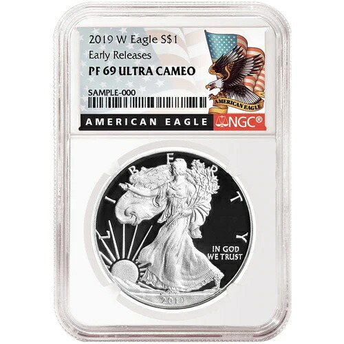 2019-W $1 1オンス プルーフ アメリカン シルバー イーグル NGC PF69UC ブラック ER ラベル