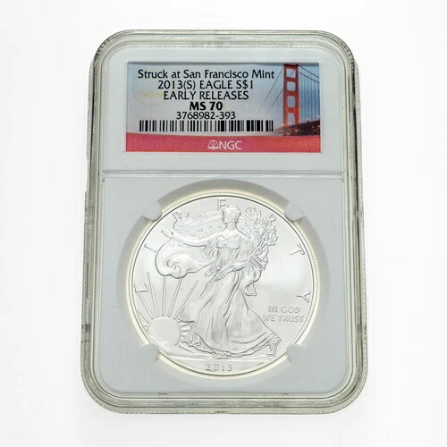 2013年(S) シルバーイーグル S$1 アーリーリリース サンフランシスコで鋳造 NGC MS70 グレード