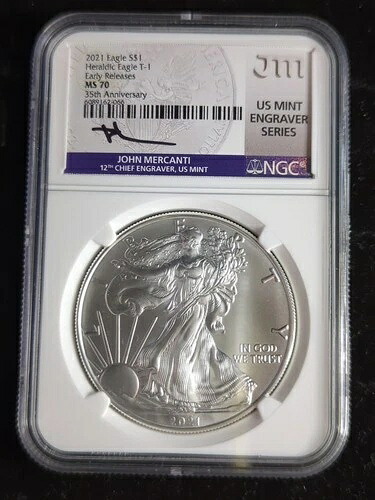 2021 ASE $1 T1 アーリーリリース メルカンティ サイン入り NGC MS 70 35周年記念 6089162-066