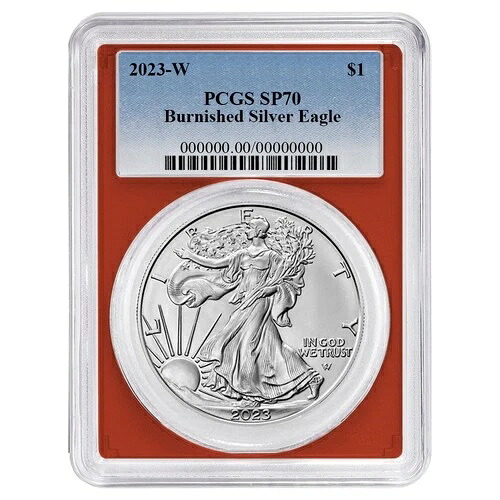 2023-W $1 1オンス バーニッシュド アメリカン シルバー イーグル PCGS SP70 ブルーラベル レッドフレーム