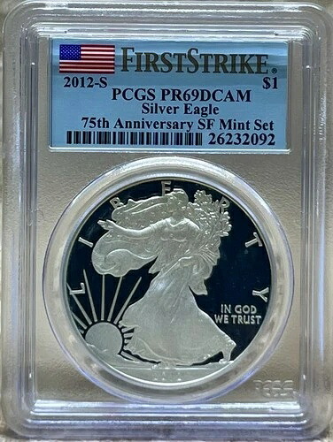2012 S シルバーイーグル PCGS PR69 ファーストストライク 75周年記念 SFミントセット ミルキースプ