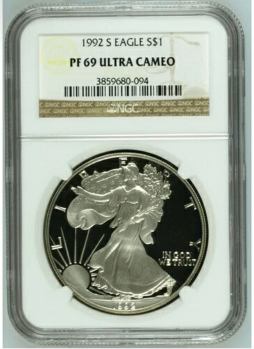 1992年 Sプルーフ シルバーイーグル NGC PF69 ウルトラカメオ クラシック ブラウンラベル