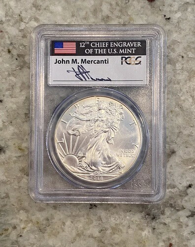 2014年 PCGS MS70 シルバーイーグル メルカンティ サイン入り ファーストストライク