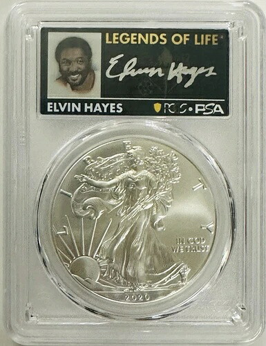 2020年 1ドル アメリカン シルバー イーグル 1オンス PCGS MS70 FS レジェンド オブ ライフ エルヴィン・ヘイズ #157