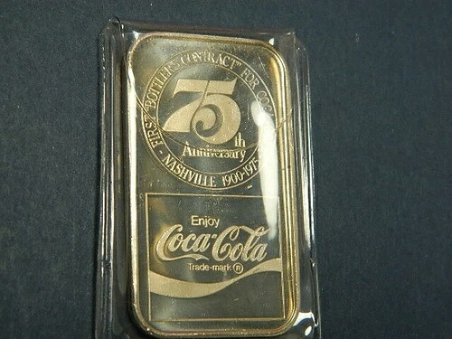1900-1975 コカ・コーラ アトランタボトリング 75周年記念 1オンス シルバーバー