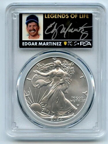 2024年 1ドル シルバーイーグル PCGS MS70 FS レジェンド・オブ・ライフ エドガー・マルティネス (最低価格)