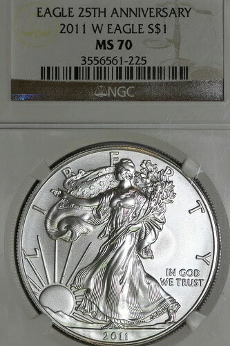25周年記念 2011 W アメリカン $1 シルバーイーグル 1オンス NGC MS70 (3556561-225)