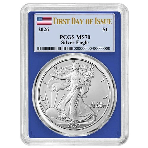 プレセール - 2026年 1ドル アメリカン シルバー イーグル PCGS MS70 FDOI フラッグラベル ブルーフレーム 41,470円