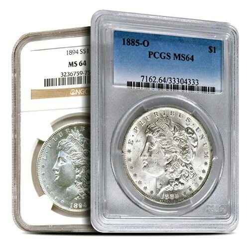 モルガン銀貨 MS64 (1878-1904、PCGS または NGC)