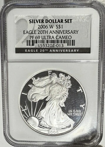 プルーフ 2006-W アメリカン シルバー イーグル NGC PR69 PF69 ウルトラカメオ スポットフリー