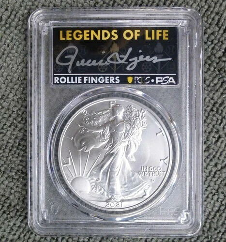 2021年 PCGS MS 70 ファーストプロダクション シルバーイーグル タイプ2 $1、ローリー・フィンガーズサイン入り 41,470円