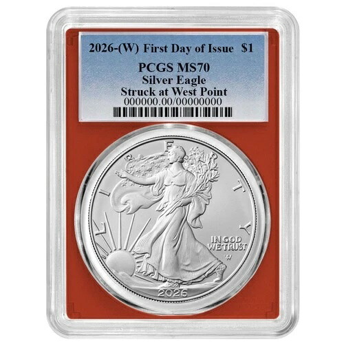 プレセール - 2026 (W) 1ドル 1オンス アメリカンシルバーイーグル PCGS MS70 FDOI ブルーラベル レッド
