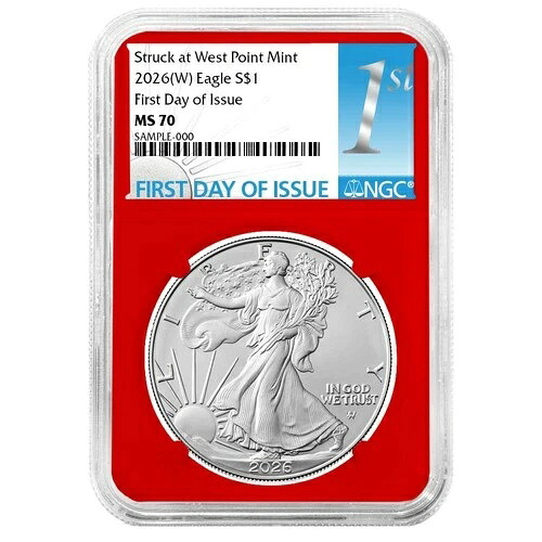 プレセール - 2026 (W) $1 1オンス アメリカンシルバーイーグル NGC MS70 FDI ファーストラベル レッド