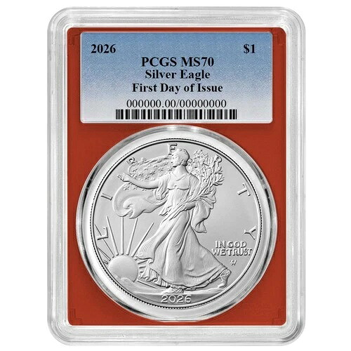 プレセール - 2026年 1ドル アメリカン シルバー イーグル PCGS MS70 FDOI ブルーラベル レッドフレーム