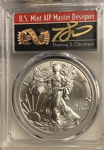 2020年 - 1オンス シルバー イーグルサイン入り -クリーブランド- PCGS MS 70-ファーストストライク -1/1,000-