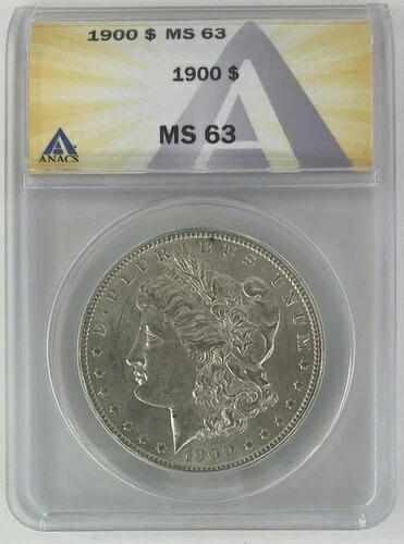 1900 P $1 - 銀モルガンドル - MS 63 - ANACS - スーパークリーンチーク -