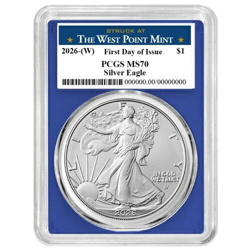 プレセール - 2026 (W) $1 1オンス アメリカンシルバーイーグル PCGS MS70 FDOI ウェストポイント