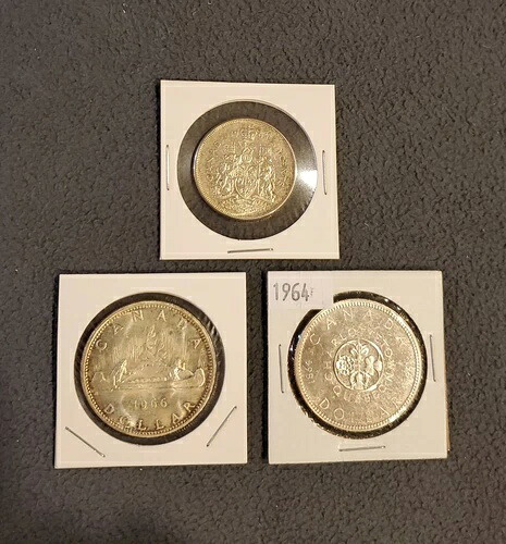 カナダ 1964年 ドル＆50セント、1966年 ドル - ヴィンテージ シルバー地金コイン ロット｜WORLD RESOURCE【QUEEN店】