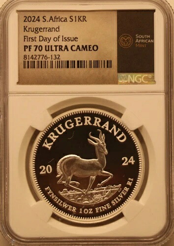 クルーガーランド 1オンス シルバー NGC-PF-70 発行初日 .999 シルバー S1KR 2024 CAMEO