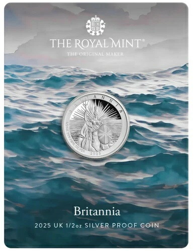 2025年 英国 プルーフ ブリタニア 1/2オンス 銀貨 限定カード入り 米国販売店
