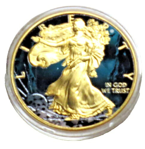 2016 ハロウィン ウォーキング リバティ 1オンス シルバー ASE コイン 24K ゴールド 金メッキ