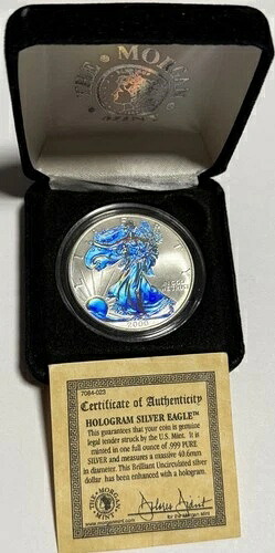 2000 ASE アメリカンイーグル ホログラムコイン 1トロイオンス .999 純銀ラウンドメダル 999