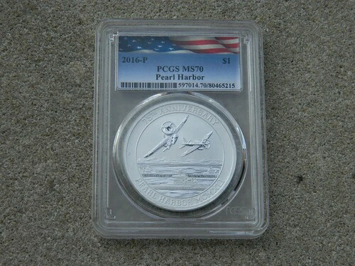 2016-P ツバル 75周年記念 パールハーバー シルバー ドル PCGS MS70
