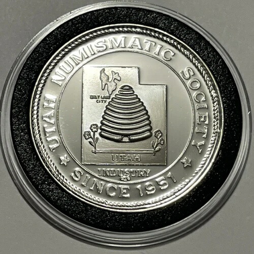 1972年 ユタ州貨幣協会発行 希少ヴィンテージコイン 1トロイオンス .999 純銀ラウンド