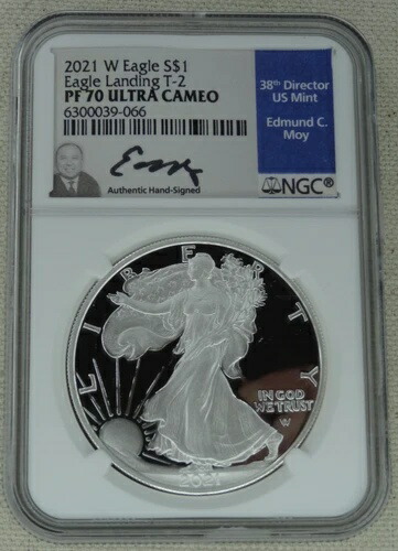 2021-W アメリカン シルバー イーグル プルーフ ドル T-2 NGC PR 70 Moy 署名入り タイプ 2 US $1