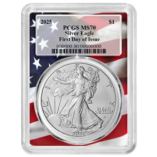 2025年 1ドル アメリカン シルバー イーグル PCGS MS70 FDOI 旗額縁