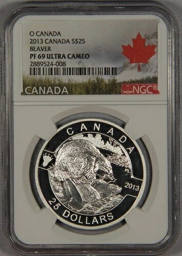 2013年 O カナダ $25 ビーバー NGC PF69 ウルトラカメオ .9999 シルバー 1オンス 41,470円